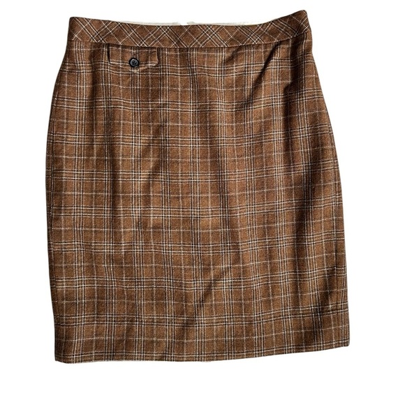 J. Crew Dresses & Skirts - J. Crew 100% Wool No. 2 Pencil Skirt in Brown Plaid Pattern size 6 Petite